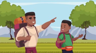 Gezginler afro baba ve oğul animasyonu, 4k video animasyonu