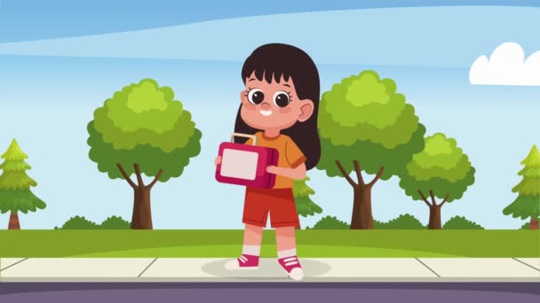 Animasi Karakter Anak Sekolah Kecil Animasi Video — Stok Video