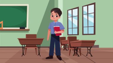 Erkek öğretmen sınıf karakteri, 4k video animasyonu