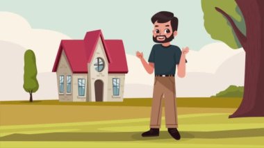 erkek öğretmen sahne karakteri, 4k video animasyonu