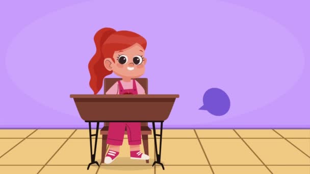 Little Student Girl Character Animation Video Animated — Wideo stockowe