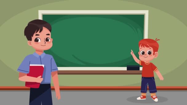 Male Teacher Classroom Character Video Animated — Stock Video