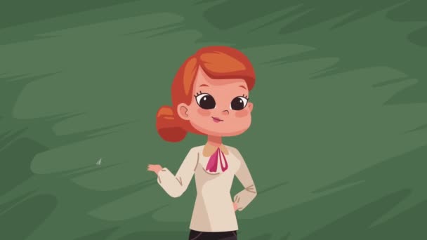 Female Teacher Teaching Standing Character Video Animated — Stock Video