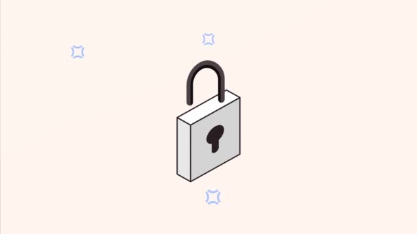 Safe Secure Padlock Protection Animation Video Animated — Stock Video