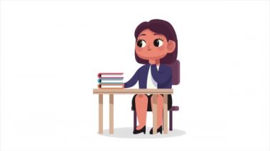 Kitap animasyonlu iş kadını, 4k video animasyonu