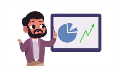 İş adamı karakter animasyonu öğretiyor, 4k video animasyonu