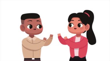 Irklar arası iş çifti karakterleri animasyonu, 4k video animasyonu