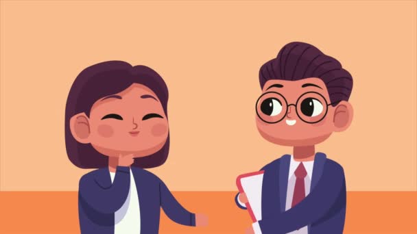 Biznes Para Pracownicy Postacie Animacja Wideo Animowane — Wideo stockowe