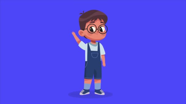 小男孩戴着眼镜动画 4K视频动画 — 图库视频影像
