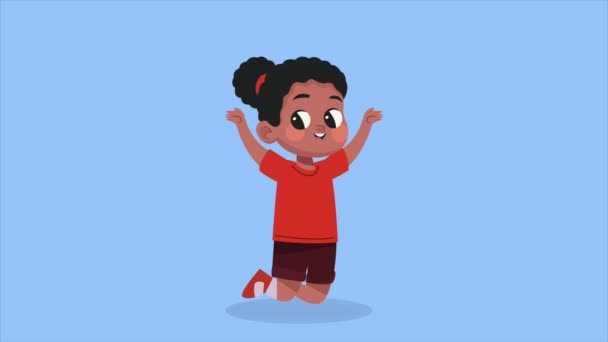 Veselá Holčička Postavy Animace Video Animované — Stock video