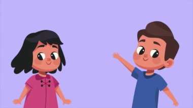 Sevimli küçük çocuk karakterleri animasyon, 4k video animasyonu