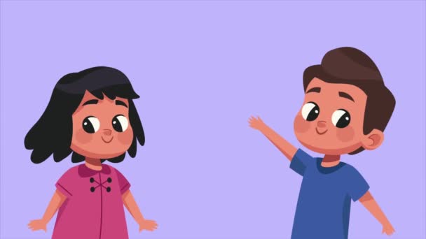かわいい子供のキャラクターアニメーション4Kビデオアニメ — ストック動画