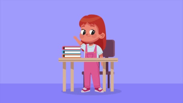 Gadis Sekolah Kecil Dengan Buku Animasi Animasi Video — Stok Video