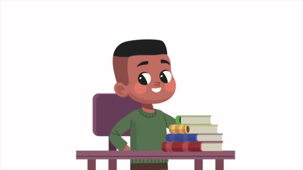 小非洲学生 有图书动画 4K视频动画 — 图库视频影像