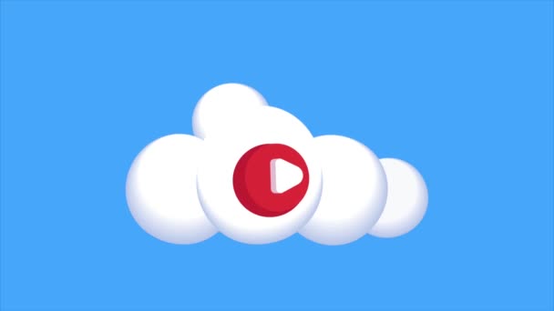 Play Knop Cloud Animatie Video Geanimeerd — Stockvideo