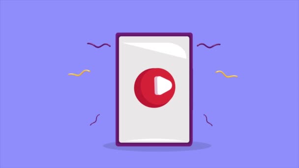 Teléfono Inteligente Con Botón Reproducción Video Animado — Vídeo de stock