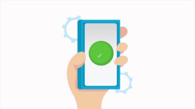 akıllı telefon ve işaret ile el, 4k video animasyonu