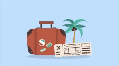 Bavul seyahati, aksesuar animasyonu, 4k video animasyonu