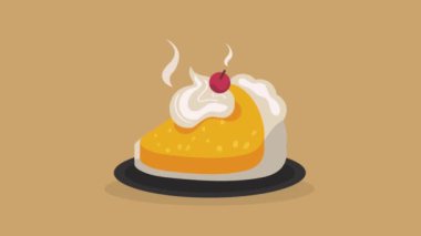 Şükran Günü tatlı porsiyon animasyonu, 4k video animasyonu