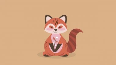 Tilki Hayvanı Sonbahar animasyonu, 4k video animasyonu