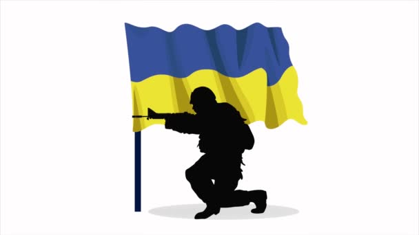 Ukrainische Kriegsanimation Mit Soldat Video Animiert — Stockvideo