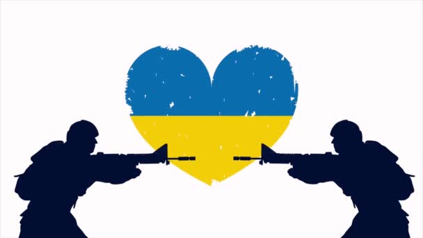 Ukrainische Kriegsanimation Mit Herz Video Animiert — Stockvideo