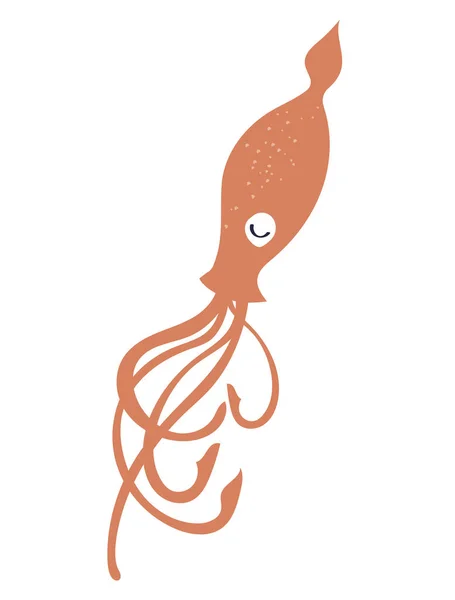 Kałamarnica Morskie Zwierzę Natura Ikona — Wektor stockowy