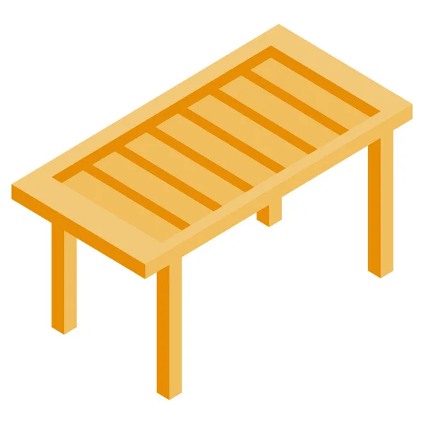 Ikona Izometryczna Drewnianych Mebli Stołowych — Wektor stockowy