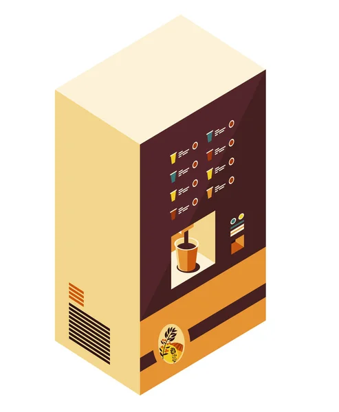 Coffee Dispenser Machine Isometric Icon — Stock Vector