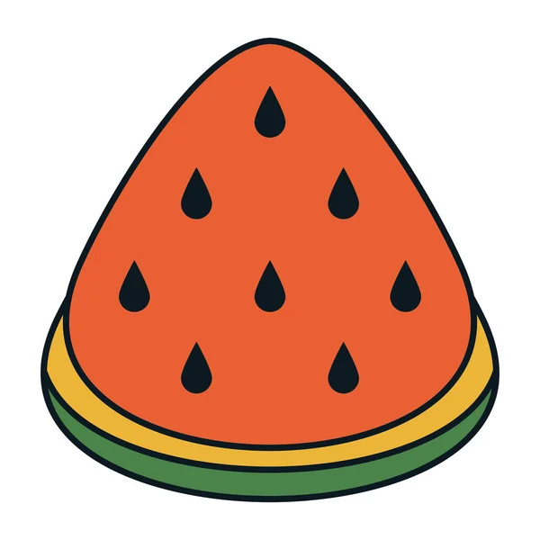 Pastèque Fruits Icône Style Rétro — Image vectorielle