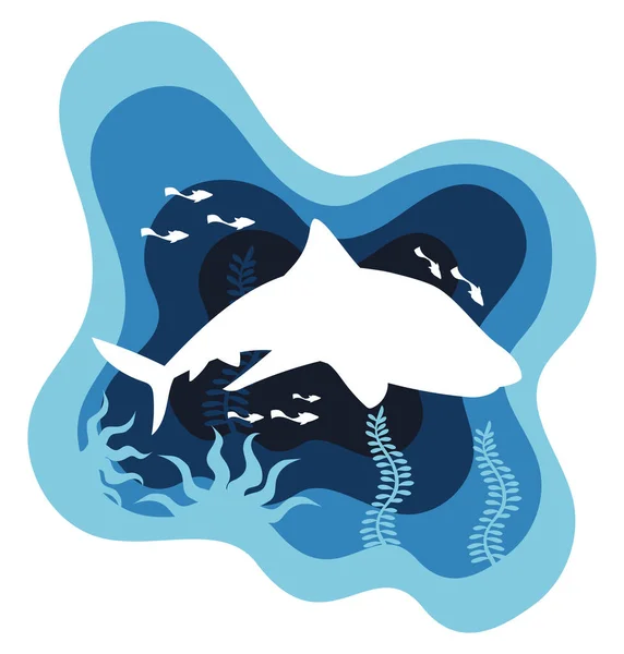 Žralok Sealife Papírové Ikony Umění — Stockový vektor
