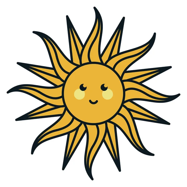 Slunce Letní Retro Styl Ikona — Stockový vektor