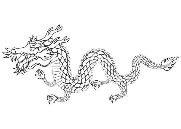 Dragon Asiatique Bête Dessin Icône — Image vectorielle