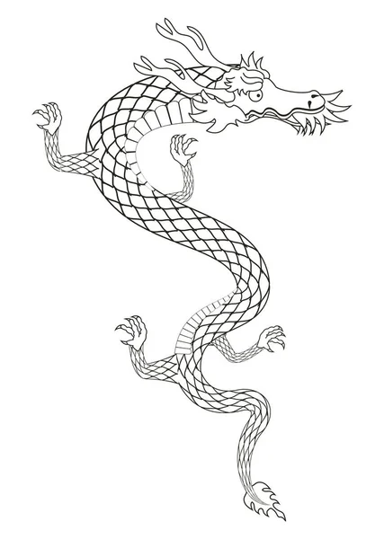 Asiatisches Drachentier Monochrome Ikone — Stockvektor