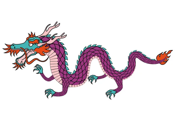 Lila Asiatische Drachenbestie Ikone — Stockvektor