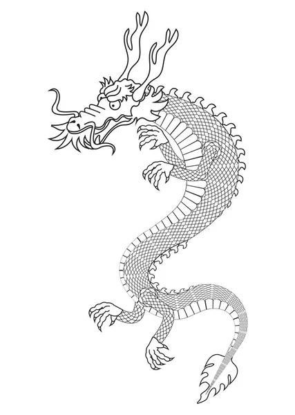Asiatisches Drachentier Gezeichnet Ikone — Stockvektor