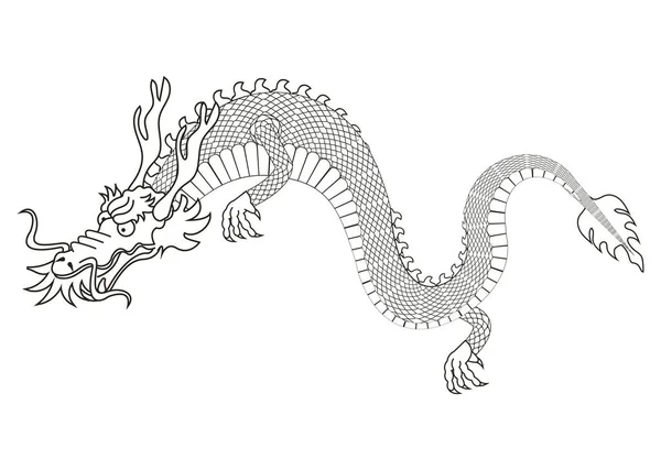 Dragon Asiatique Bête Coloriage Icône — Image vectorielle