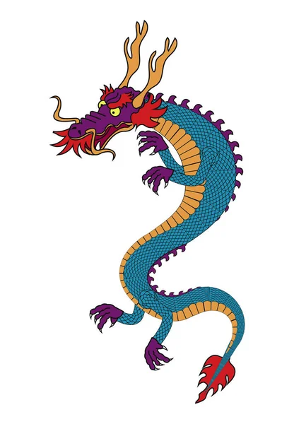 Bleu Asiatique Dragon Bête Icône — Image vectorielle