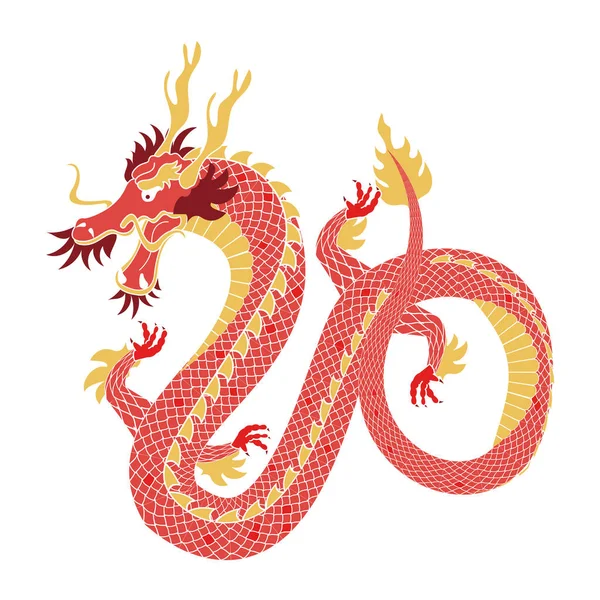 Rose Asiatique Dragon Bête Icône — Image vectorielle
