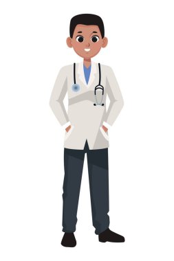 Genç Afro profesyonel doktor işçi karakteri