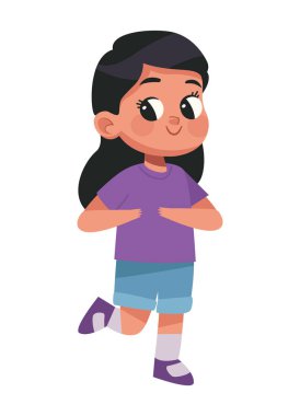 Mutlu küçük kız gülümseyen karakter