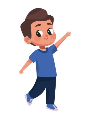 Küçük çocuk yürüyen komik karakter