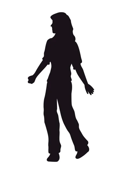 Jeune Femme Silhouette Style Caractère — Image vectorielle