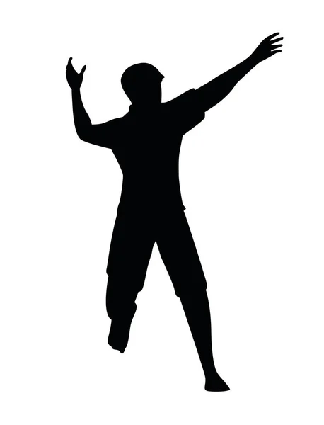 Young Man Running Silhouette Icon — Stock Vector