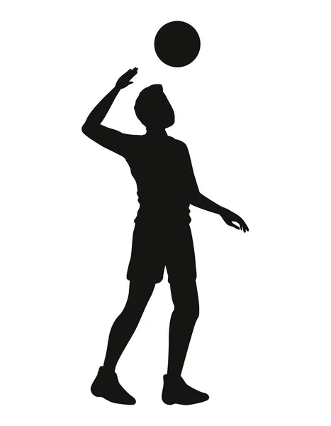 Volleyball Player Serving Silhouette Icon — Stock Vector