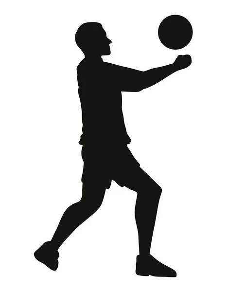 Jugador Voleibol Recibir Icono Silueta — Archivo Imágenes Vectoriales