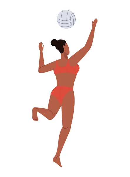 Athletic Woman Volleyball Player Character — Stock Vector