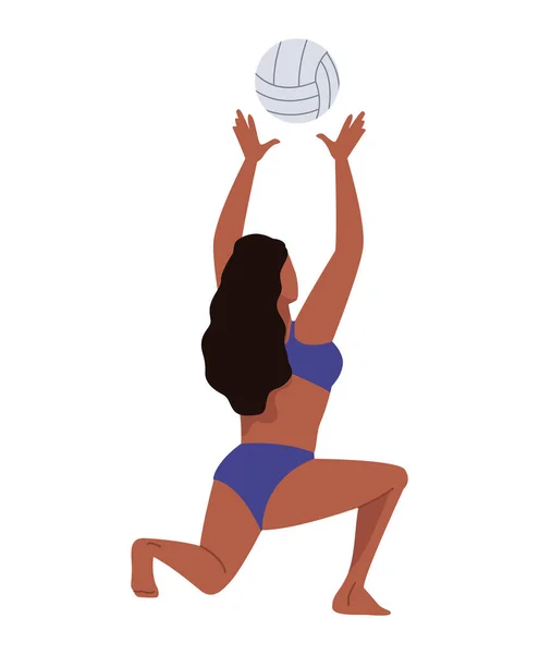 Personnage Afro Joueuse Volley Ball Féminin — Image vectorielle