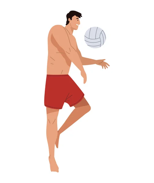 Jeune Garçon Joueur Volleyball Personnage — Image vectorielle