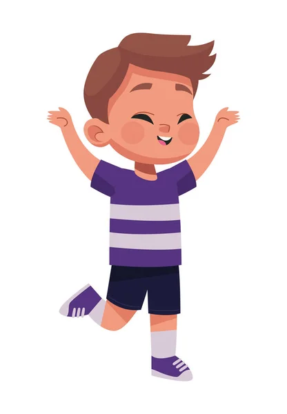 Glücklicher Kleiner Junge Feiert Charakter — Stockvektor